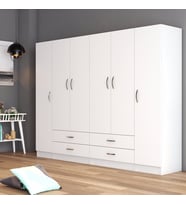6 Kapılı Dört Çekmeceli Geniş Gardrop Beyaz- GRD0801