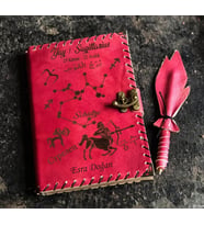 Yay Burcuna Hediye İsme Özel Deri Defter (Fuşya)