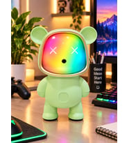 Ayıcık Bluetooth Hoparlör RGB Animasyon Işıklı Yüksek Ses Çıkışlı USB ve Kart Mini Speaker Yeşil