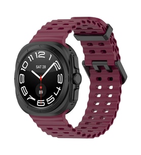 Lexroo Galaxy Watch Ultra 47mm KRD-118 Tırtıklı Tasarım Silikon Kordon - Koyu Kırmızı