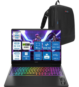 Hp Omen Max 16-AH0010NT Intel Core Ultra 9 275HX 32 GB Ddr5 1tb SSD 16 GB Nvıdıa RTX5080 16 Inç 2k Wqxga 240Hz 3ms IPS Windows 11 Home Siyah OB92QREAH01 + Zetta Çanta