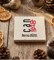 Kişiye Özel Arkadaşa Hediye Bardak Altlığı Doğum Günü Hediyesi (Krem)