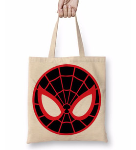 Spider Man Spider Face Bez Çanta Uzun Saplı