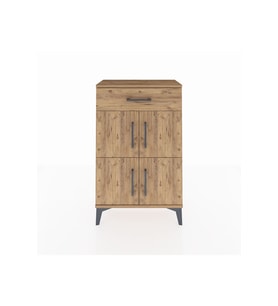 Arges Komodin Tek Raflı Tek Çekmeceli 4 Kapaklı 60x30x96 Çam-Çam
