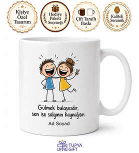 Kahkaha Seven Arkadaş İçin Fotoğraflı ve İsimli Baskılı Kupa Bardak Esprili Hediye