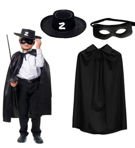 Zorro Pelerini Şapkası ve Maske Seti Çocuk Boy