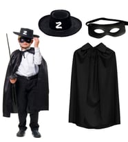 Zorro Pelerini Şapkası ve Maske Seti Çocuk Boy
