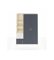Hyperion Dolap 5 Raflı 2 Çekmeceli Tek Askılı 132x44x195 Aytaşı-Antrasit/Aytaşı