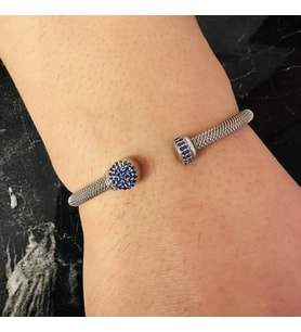Gümüş Erkek Bileklik,0.60 Karat Safir Bileklik Özel Tasarım,Şık Hediye (Beyaz)