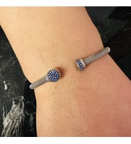 Gümüş Erkek Bileklik,0.60 Karat Safir Bileklik Özel Tasarım,Şık Hediye (Beyaz)