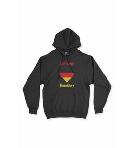 Dusseldorf Almanya  Bayraklı Kalpli Siyah Sweatshirt Hoodie