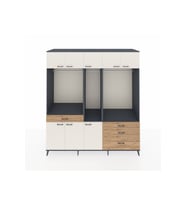 Kronos Dolap 8 Raflı 4 Çekmeceli 3 Askılı 220x59x243 Antrasit-Aytaşı/Çam
