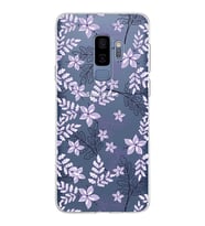 Samsung Galaxy S9 Plus Kapak Floral Lila Tasarımlı Şeffaf Silikon Kılıf