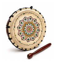 Mandala Desenli Etnik Şaman Davulu ve Ahşap Tokmak Seti
