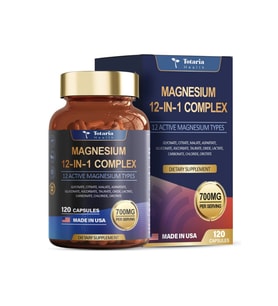 Totaria Healt Magnesium Complex 700mg 12 in 1 Glycinate Citrate Malate Oxide Taurate Aspartate Orotate Vegan 120 Capsules.Abd Menşei.52.