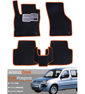 CİTROEN BERLİNGO (2008-2018) Uyumlu EVA Paspas Tam Set–Araca Özel,Su Geçirmez,Kolay Montaj