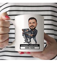 Klavye Ustası Müzisyen Erkek Karikatürlü Kupa Bardak