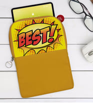 BK Gift Pop Art Tasarımlı Taşınabilir Koruyucu Tablet Kılıfı & Organizer Çanta - Sarı-4