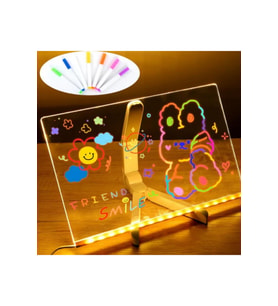 Fosforlu Yazı ve Çizim Panosu, 30x20 cm, LED Işıklı, Silinebilir Kalemli