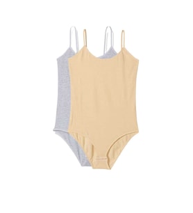 2 Adet İp Askılı Kadın Çıtçıtlı Body Gri ve Ten