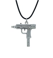 Uzi - Silah Deri ip Kolye - Gümüş Kaplama - Kadın Erkek Kolye - No:959