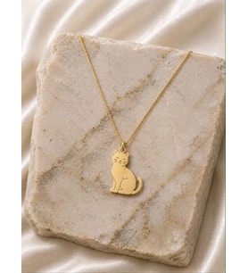 Kişiye Özel Kedi Figürlü Kolye 925K Gümüş (Gold)