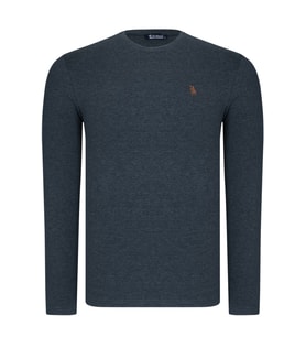 T8588 DEWBERRY BİSİKLET YAKA UZUN KOL T-SHIRT-AÇIK ANTRASİT (Karışık)
