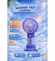 Fitfiyat Mor Mini Taşınabilir Sessiz El Fanı 3 Hız Ayarlı Mini El Pervanesi Soğutucu-vantilatör