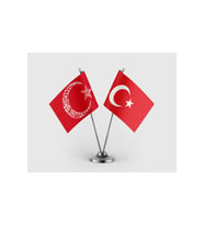 Kelime-i Tevhid Besmele Ayyıldız ve Türk Bayrağı İkili Saten Masa Bayrağı Takımı