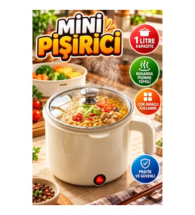 1 Litre Mini Elektrikli Pişirici – Buharda Pişirme Tepsili Çok Amaçlı Tencere