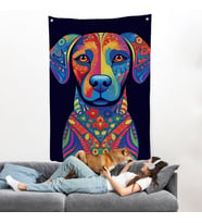 Mandala Renkli Köpek Duvar Örtüsü-7545