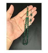SEVGİLİYE ÖZEL HEDİYE ATEŞ KEHRİBAR TESBİH KAPSÜL KESİM YEŞİL RENK 10MM X 7MM H-1545.