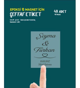 Şeffaf Epoksi Magnet Etiket Söz Nişan Kına Nikah Düğün Şişe Etiketi 49 Adet 1 Tabaka 4x3 cm