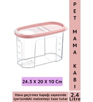 Dayanıklı Sert Plastik Hijyenik Tazelik Sağlayan Hava Geçirmez Kapak Kedi Köpek Mama Kabı 2.4 Litre