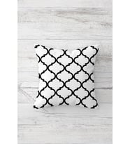 Geometrik Desenli Çift Tarafı Baskılı Gizli Fermuarlı Yastık Kılıfı Kırlent Koltuk Yastık Kılıfı (Beyaz-Siyah)