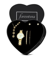 Forentina Gold Sallantılı Kartanesi Kolye Küpe Bileklik Saat Hediye Set PS3525