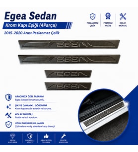 Egea Sedan Krom Kapı Eşiği (4Parça) 2015-2020 Arası Paslanmaz Çelik