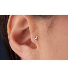 Onseva Kuyumculuk Markiz Başak Tragus Piercing Kıkırdak 14 Ayar Altın