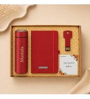 Kişiye Özel İsim Baskılı Dereceli Termos Defter ve 16 GB USB Bellek Premium Hediye Seti Kurumsal Ofi