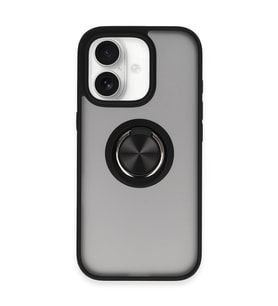 Apple İphone 16 Kılıf Montreal Yüzüklü Silikon Kapak - Siyah