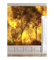 Dreamwall Sisli Orman Ve Geyik Desenli Sağlıklı Tekstil Duvar Kağıdı (Çok Renkli)