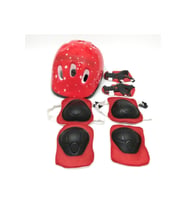 Kırmızı Kask Dizlik Dirseklik Eldiven Koruyucu Set Ps501 (Çok Renkli)