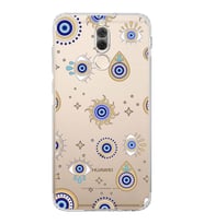 PrintiFy Huawei Mate 10 Lite ile Uyumlu Nazar Boncuğu 5  Kamera Korumalı Şeffaf Silikon Kılıf