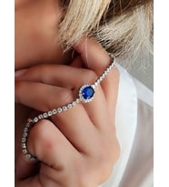 Oval Lacivert Zirkon Taşlı Su Yolu Bileklik