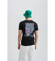 Face Of Niho Erkek Baskı Taş T-Shirt (Siyah)