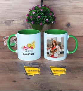 Müzik Öğretmeni Kupa Bardak Yeşil Fotoğraflı Öğretmenler Günü Hediyesi