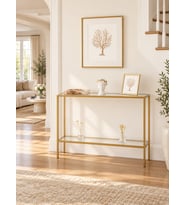Teknor Gold Metal Gövdeli Şeffaf Camlı Dekoratif Konsol Dresuar 100 20 85 Cm