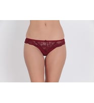 Ön ve Arka Dantelli Düşük Bel Slim Külot Bordo