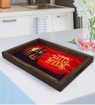 BK Gift Happy Halloween Tasarımlı Doğal Ahşap Tepsi-5