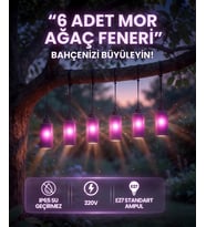 6’lı Mor Ağaç Feneri IP65 Su Geçirmez E27 Bahçe Aydınlatma Seti 220V Dekoratif Sarkıt Fener